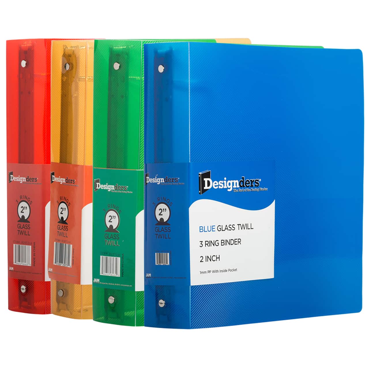 JAM Paper 2" Glass Twill Plastic 3-Ring Binders, 4ct.